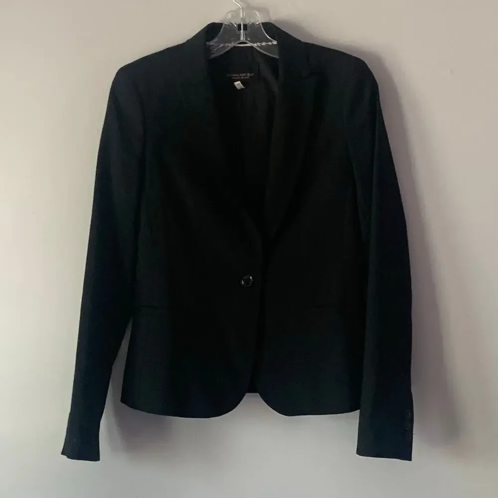 Banana Republic Black Wool Classic Blazer Size 2 - Picture 2 of 15